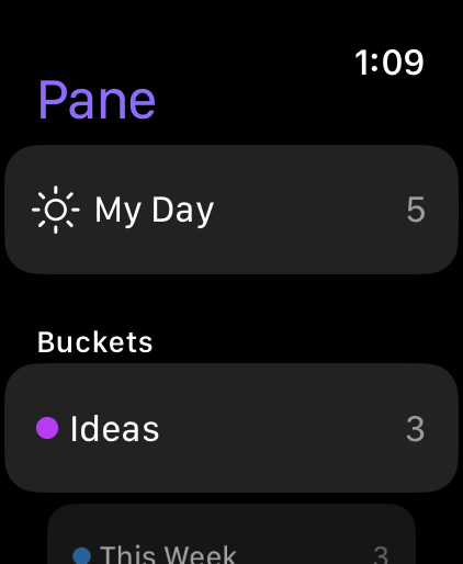 Pane Tasks for Apple Watch home screen